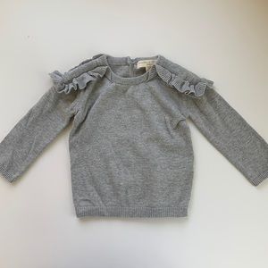 EUC Chelsea & Violet gray ruffled sweater (12 months)